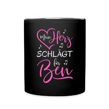 Mein Herz schlägt für Ben - Tasse einfarbig - Schwarz - Vorne