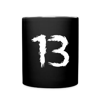 Zahl 13 Lieblingszahl Design Bürste - Tasse einfarbig - Schwarz - Vorne