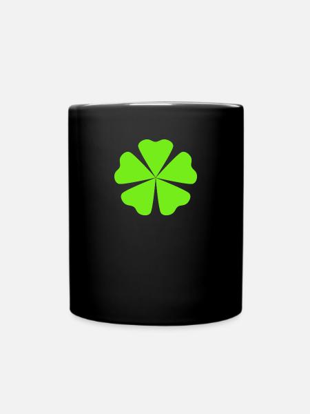 Symbol Kleeblatt Symbole Glückspilz - Tasse einfarbig - Schwarz