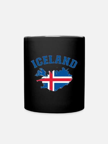 Island Flagge Landkarte - Tasse einfarbig - Schwarz