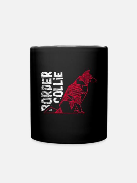 Geometrischer Border Collie Mathefan - Tasse einfarbig - Schwarz