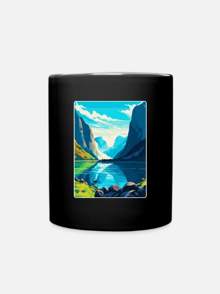 Die Fjorde Norwegen Vintage Reiseplakat Souvenir - Tasse einfarbig - Schwarz
