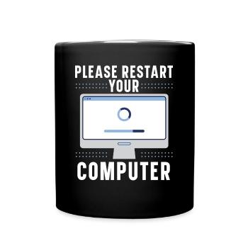 Fragen Sie mich über Informationstechnologie - Tasse einfarbig - Schwarz - Vorne