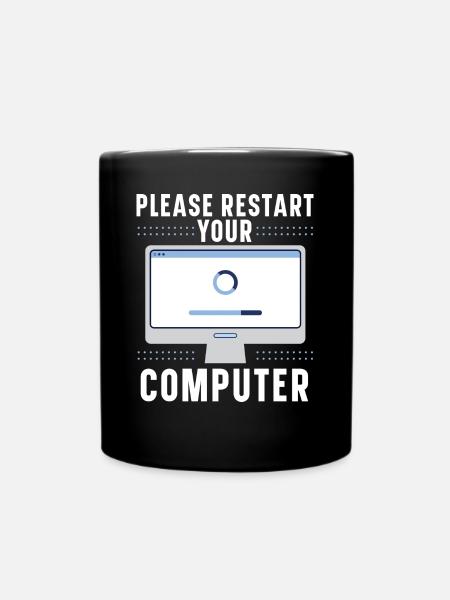 Fragen Sie mich über Informationstechnologie - Tasse einfarbig - Schwarz