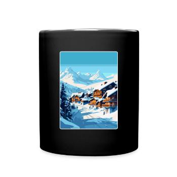 Val Thorens France Affiche de voyage vintage Souvenir - Mug uni - noir - Devant