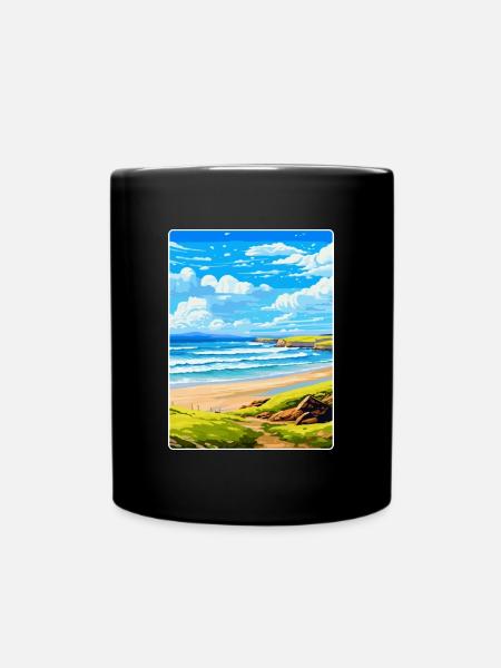 Constantine Bay Cornwall England Vereinigtes Königreich Reiseposter - Tasse einfarbig - Schwarz