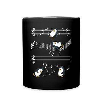 Manchots musicaux sur le bar à musique - Mug uni - noir - Devant
