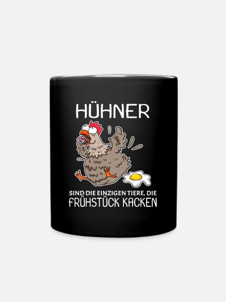 Landwirt Landwirte Huhn Hühner Spruch - Tasse einfarbig - Schwarz