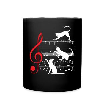 Cat Cats Sheet Music Musician - Full Colour Mug - black - Front