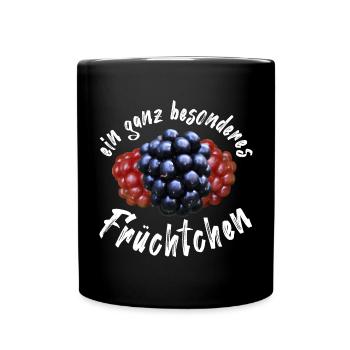 Brombeere Brombeeren Beeren Früchte - Tasse einfarbig - Schwarz - Vorne