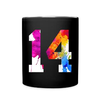 NUMBER 14 YEARS OLD 14TH BIRTHDAY - Full Colour Mug - black - Front