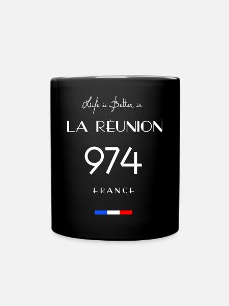 Das Leben ist besser in LA RÉUNION Nummer 974 Übersee - Tasse einfarbig - Schwarz