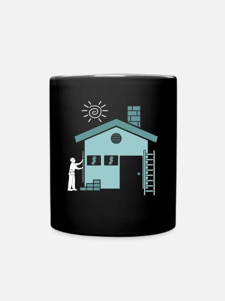 Hausbauer Häuslebauer Haus Bauen - Tasse einfarbig - Schwarz