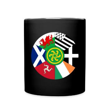 Celtic Nations Flags, Pan Celtic, Wales, Scotland - Full Colour Mug - black - Front