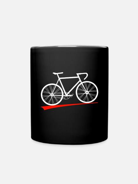 Fahrrad Silhouette Linienstil - Tasse einfarbig - Schwarz