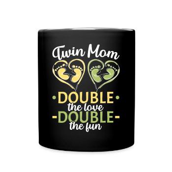 Twin Mom Double Love Double The Fun Pregnant Two B - Tasse einfarbig - Schwarz - Vorne