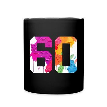 FARBIG NUMMER 60 BUNT 60. GEBURTSTAG - Tasse einfarbig - Schwarz - Vorne