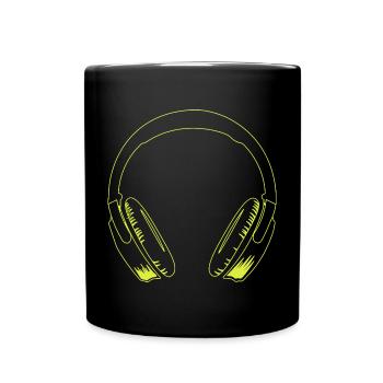 Neon Kopfhörer Grafik - Tasse einfarbig - Schwarz - Vorne