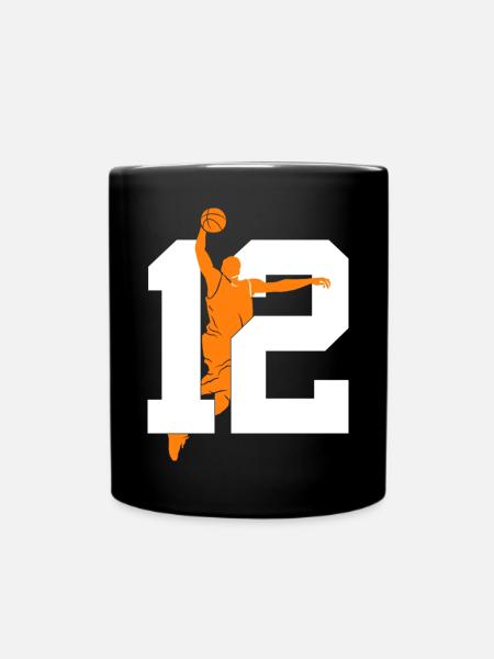 NUMMER 12 BASKETBALL 12. GEBURTSTAG - Tasse einfarbig - Schwarz