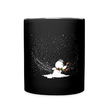 Schneemann im Sturm - Tasse einfarbig - Schwarz - Vorne