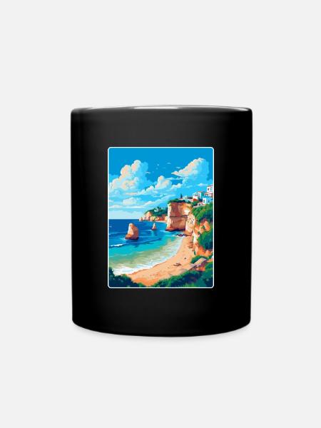 Algarve Portugal Affiche de voyage vintage souvenir - Mug uni - noir