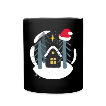 Winterzeit Weihnachtszeit - Tasse einfarbig - Schwarz - Vorne