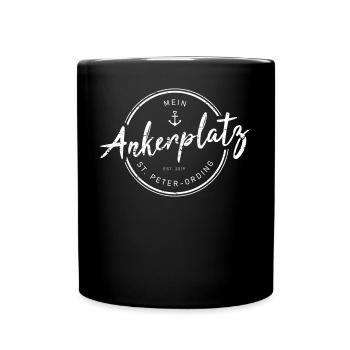 Mein Ankerplatz St. Peter-Ording Heimat Nordsee - Tasse einfarbig - Schwarz - Vorne