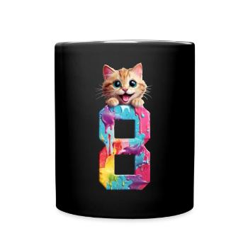 8 JAHRE KATZE 8. GEBURTSTAG - Tasse einfarbig - Schwarz - Vorne
