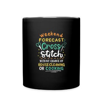 Cross Stich Handarbeiten - Tasse einfarbig - Schwarz - Vorne