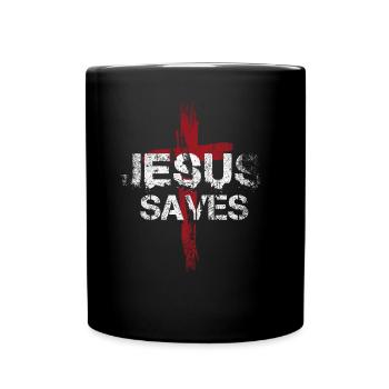 Jesus Saves - Tasse einfarbig - Schwarz - Vorne