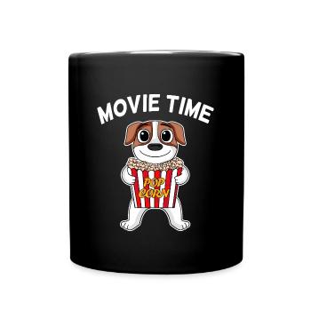Movie night Movie night Movie time Jack Russell - Full Colour Mug - black - Front