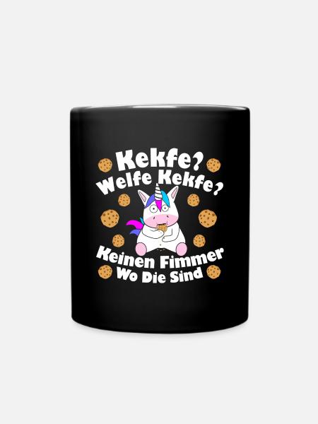 Kekfe Welfe Kekfe Lustiges Einhorn Kekse - Tasse einfarbig - Schwarz
