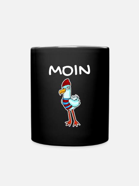Moin mit Möwe - Moin Möwe - - Tasse einfarbig - Schwarz