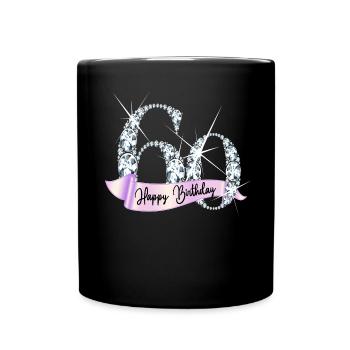 Happy Birthday 60. Geburtstag Geschenk Diamanten - Tasse einfarbig - Schwarz - Vorne