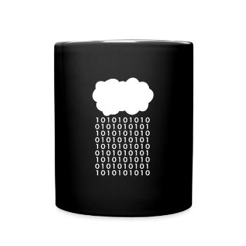 Bit Regen Wolke Informatiker - Tasse einfarbig - Schwarz - Vorne