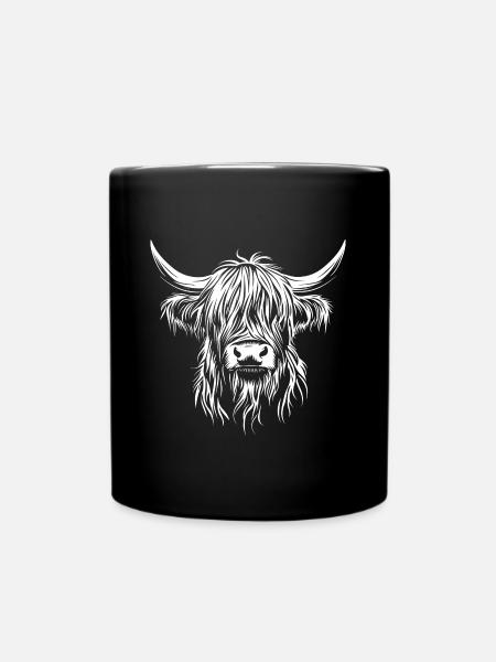 Schottisches Hochlandrind - Kuh - Rinderzucht - Tasse einfarbig - Schwarz