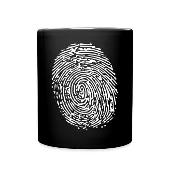 Weißer Fingerabdruck - Tasse einfarbig - Schwarz - Vorne