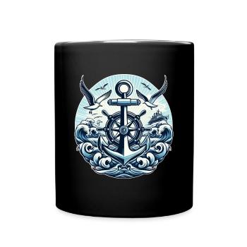 Anchor Steering Wheel Logo - Full Colour Mug - black - Front