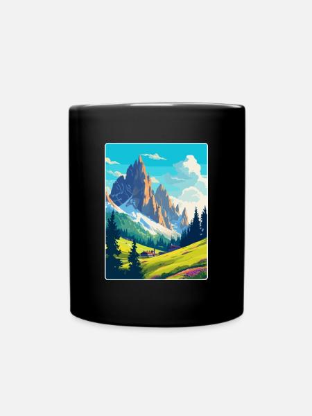 Dolomites Italy Vintage Travel Poster Souvenir WPA - Full Colour Mug - black