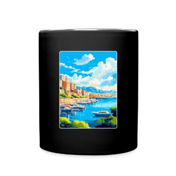 Monaco French Riviera France Vintage Travel Poster - Full Colour Mug - black - Front