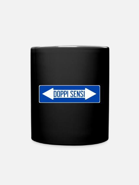 Doppelt-sinnliches Straßenschild - Tasse einfarbig - Schwarz