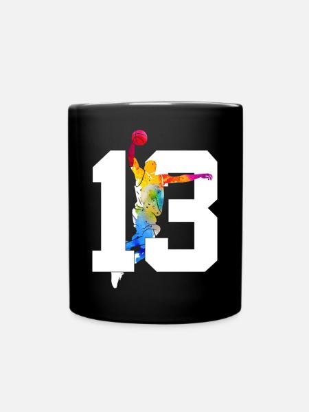 NUMMER 13 BASKETBALL 13. GEBURTSTAG - Tasse einfarbig - Schwarz