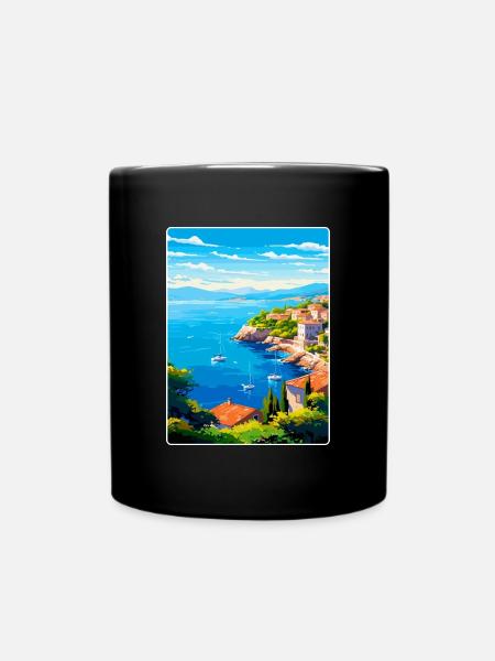 Côte d Azur Frankreich Vintage Reiseplakat Souvenir - Tasse einfarbig - Schwarz