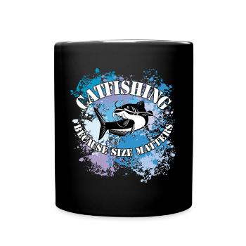 Wels Waller fischen Wels auf Farbklecksen - Tasse einfarbig - Schwarz - Vorne
