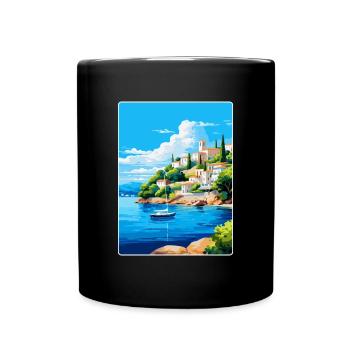 Porto Heli Grèce Affiche de voyage vintage souvenir - Mug uni - noir - Devant
