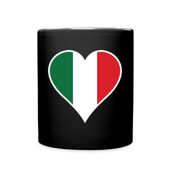 Italien Herz mit weiße Rahmen - Tasse einfarbig - Schwarz - Vorne