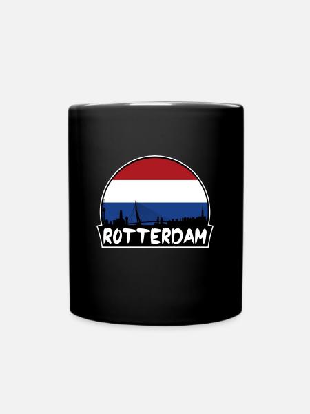 Rotterdam Niederlande Flagge Skyline Silhouette Trav - Tasse einfarbig - Schwarz