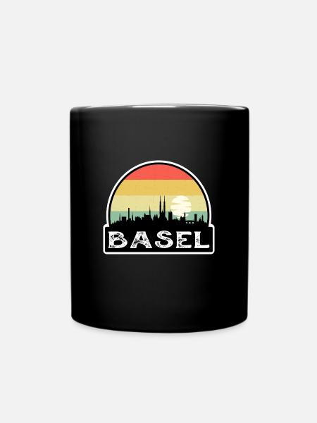Basel Schweiz Flagge Skyline Reisesouvenir - Tasse einfarbig - Schwarz