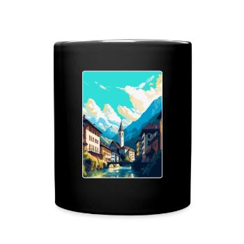 Chur Schweiz Vintage Reiseplakat Souvenir - Tasse einfarbig - Schwarz - Vorne