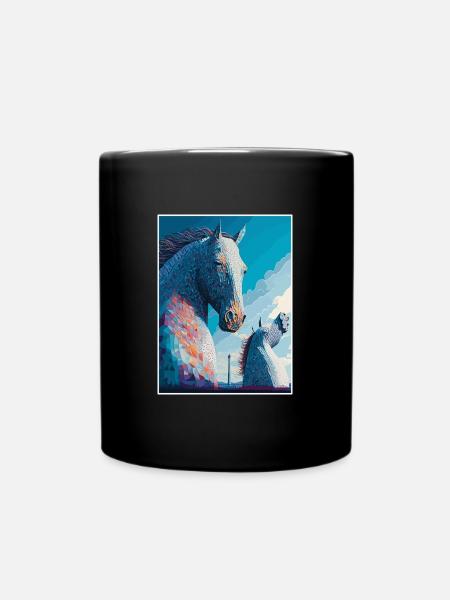 Die Kelpies Schottland Vintage Reiseposter WPA-Kunst - Tasse einfarbig - Schwarz